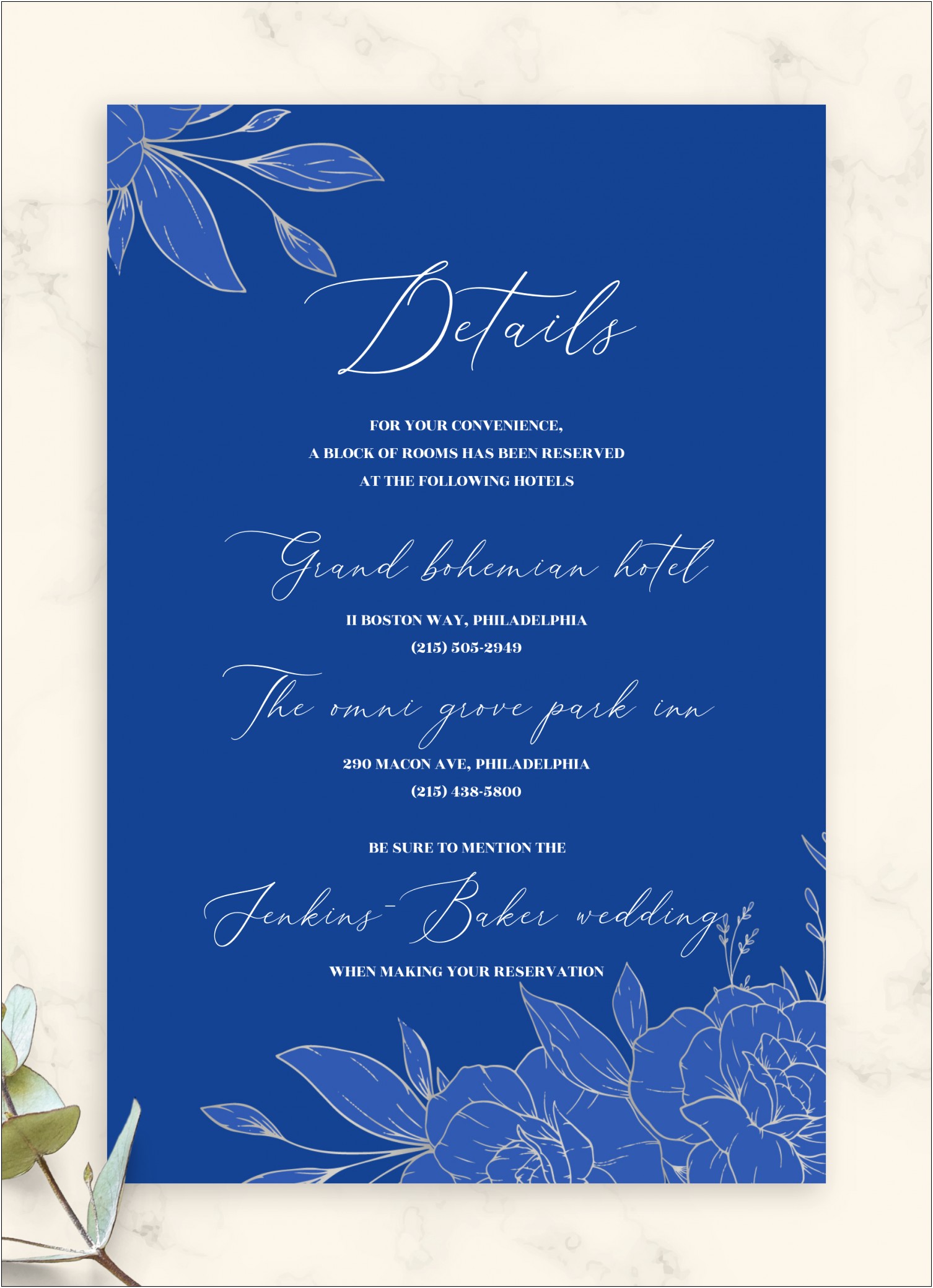 Glamour Blue And Silver Wedding Invitation