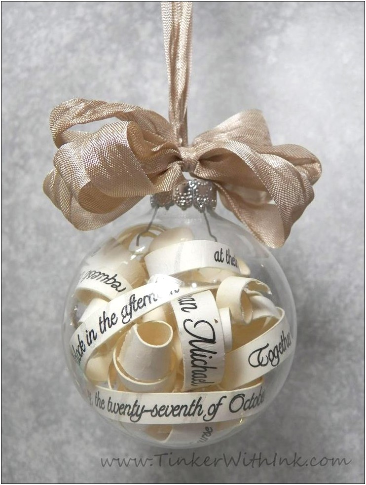 Glass Christmas Ornament With Wedding Invitation Inside