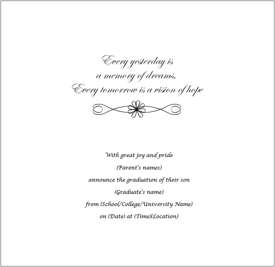 Graduation Announcement Name Card Word Template