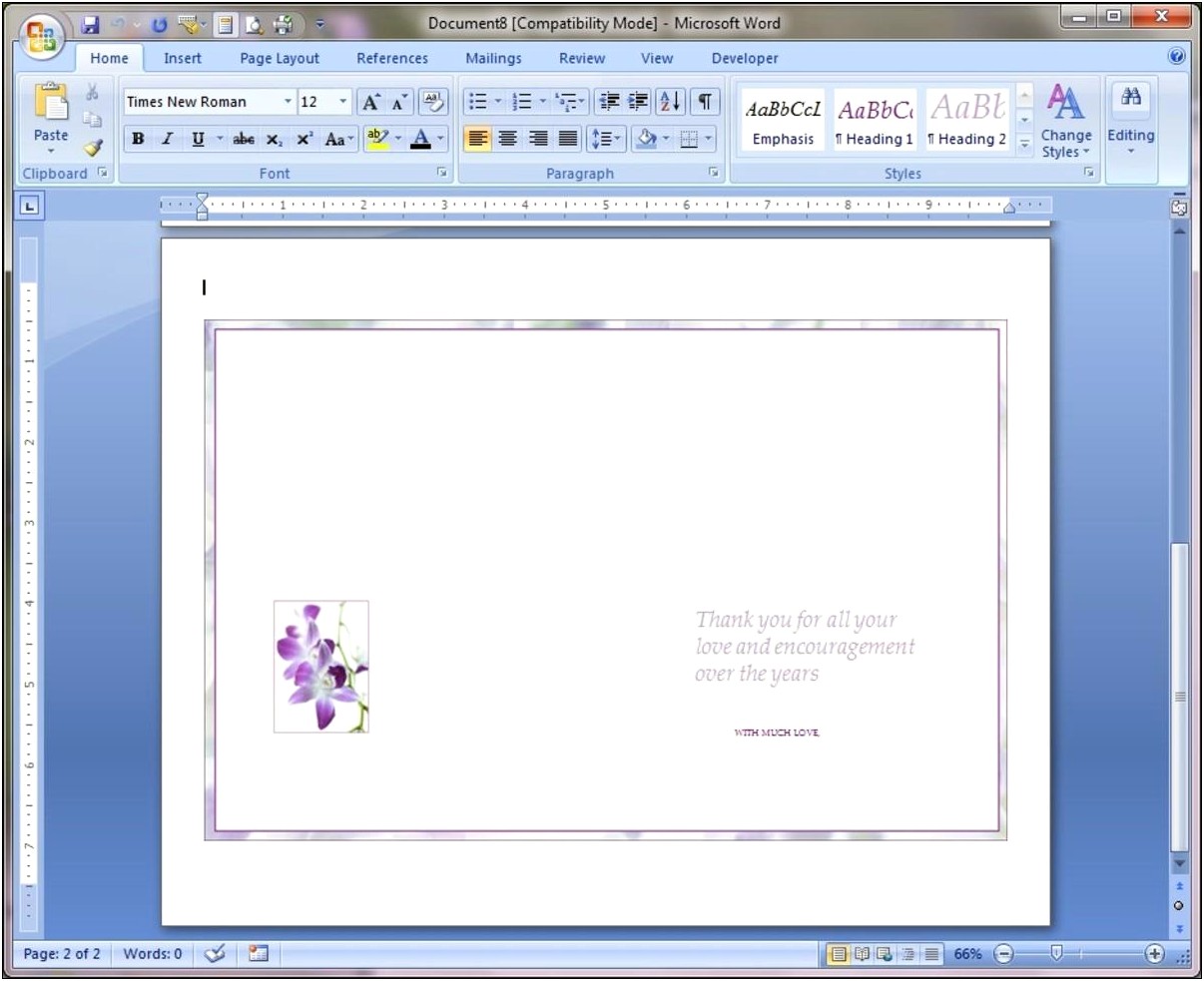 Greeting Card Template Microsoft Word 2010
