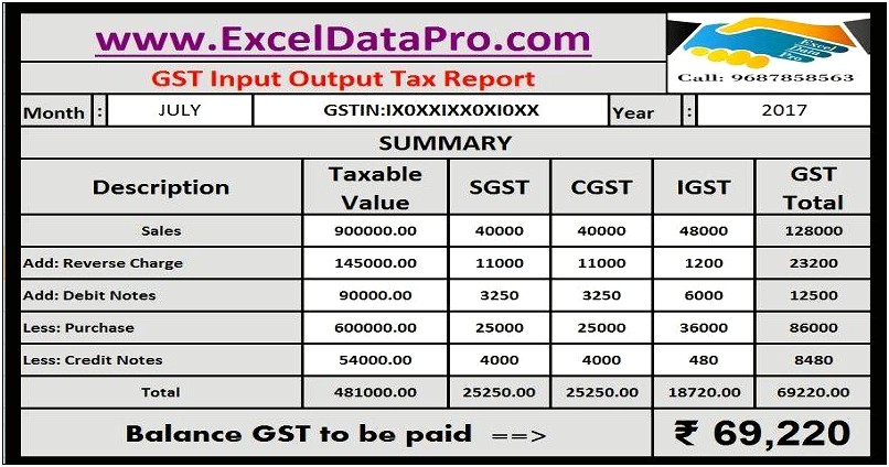 Gst Return Template Excel Free Download
