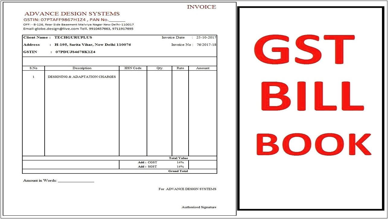 Gst Tax Invoice Template Ms Word
