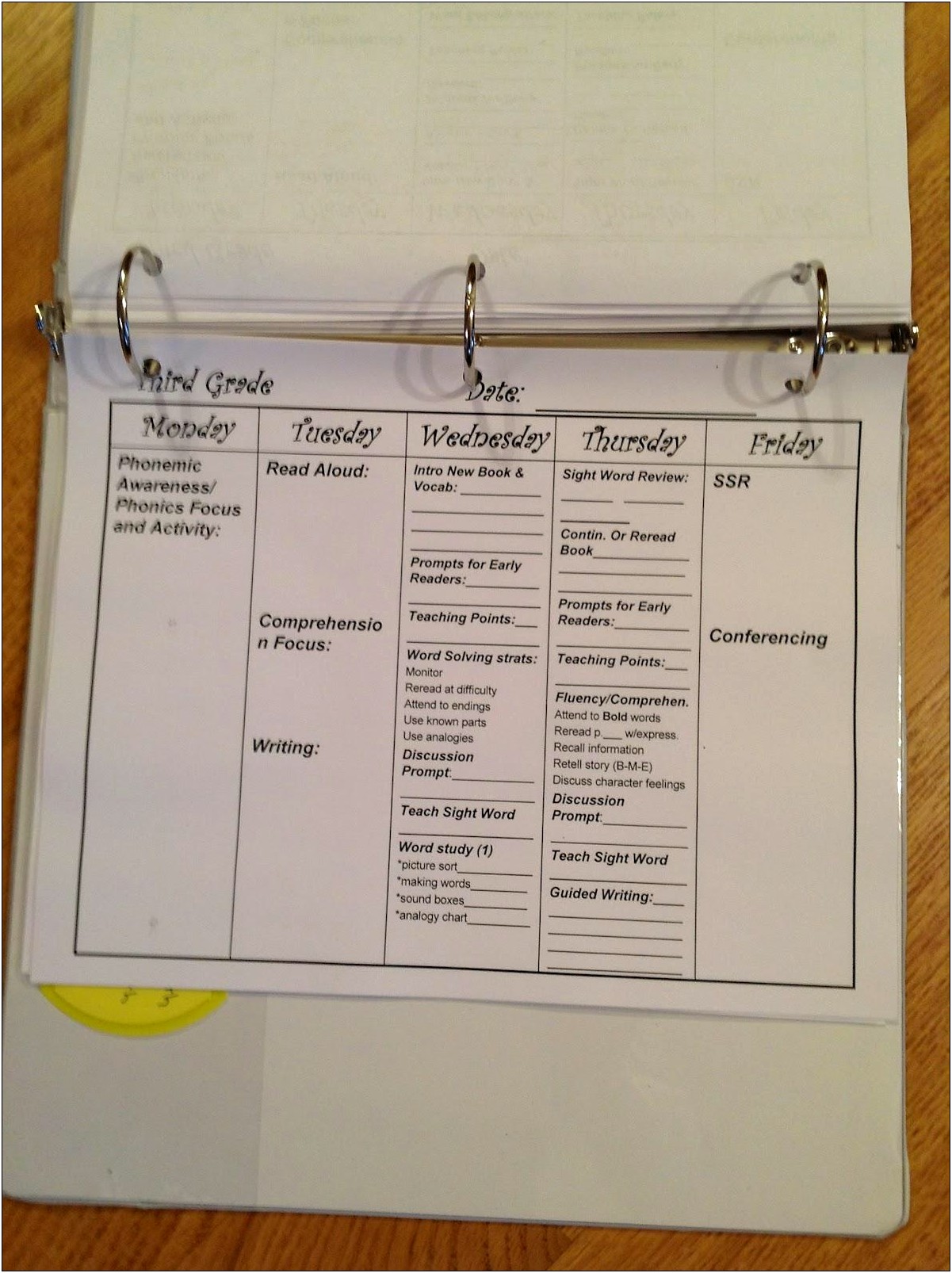 Guided Reading Lesson Plan Template Word