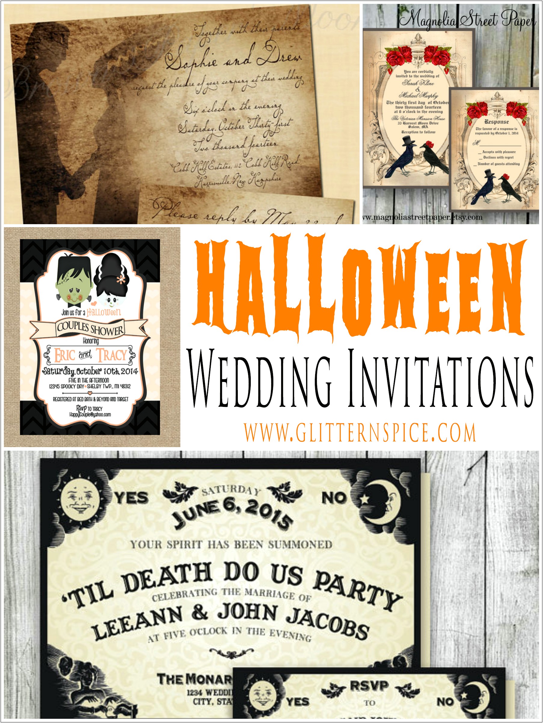 Halloween Wedding Invitation Bride Of Frankenstein