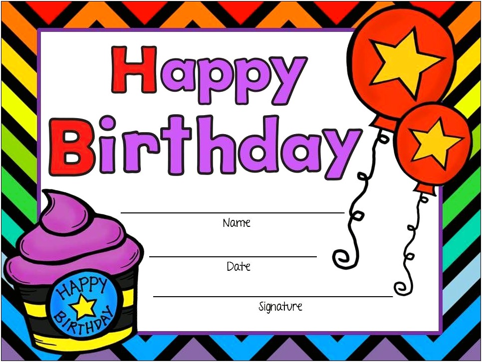 Happy Birthday Certificate Template Word Free