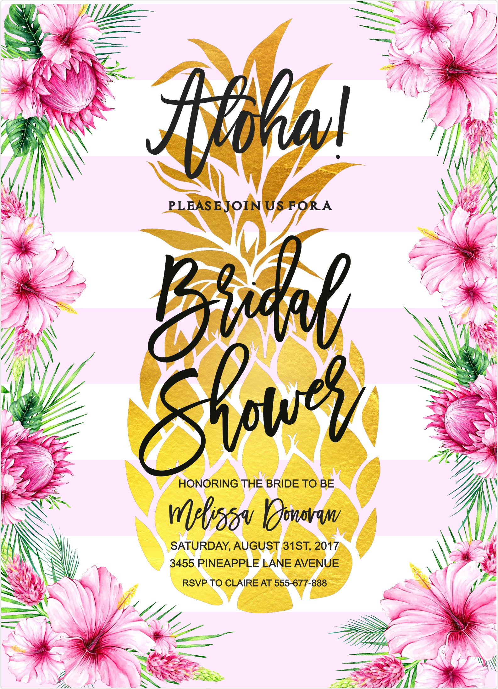 Hawaiian Themed Wedding Shower Invitations For Couples