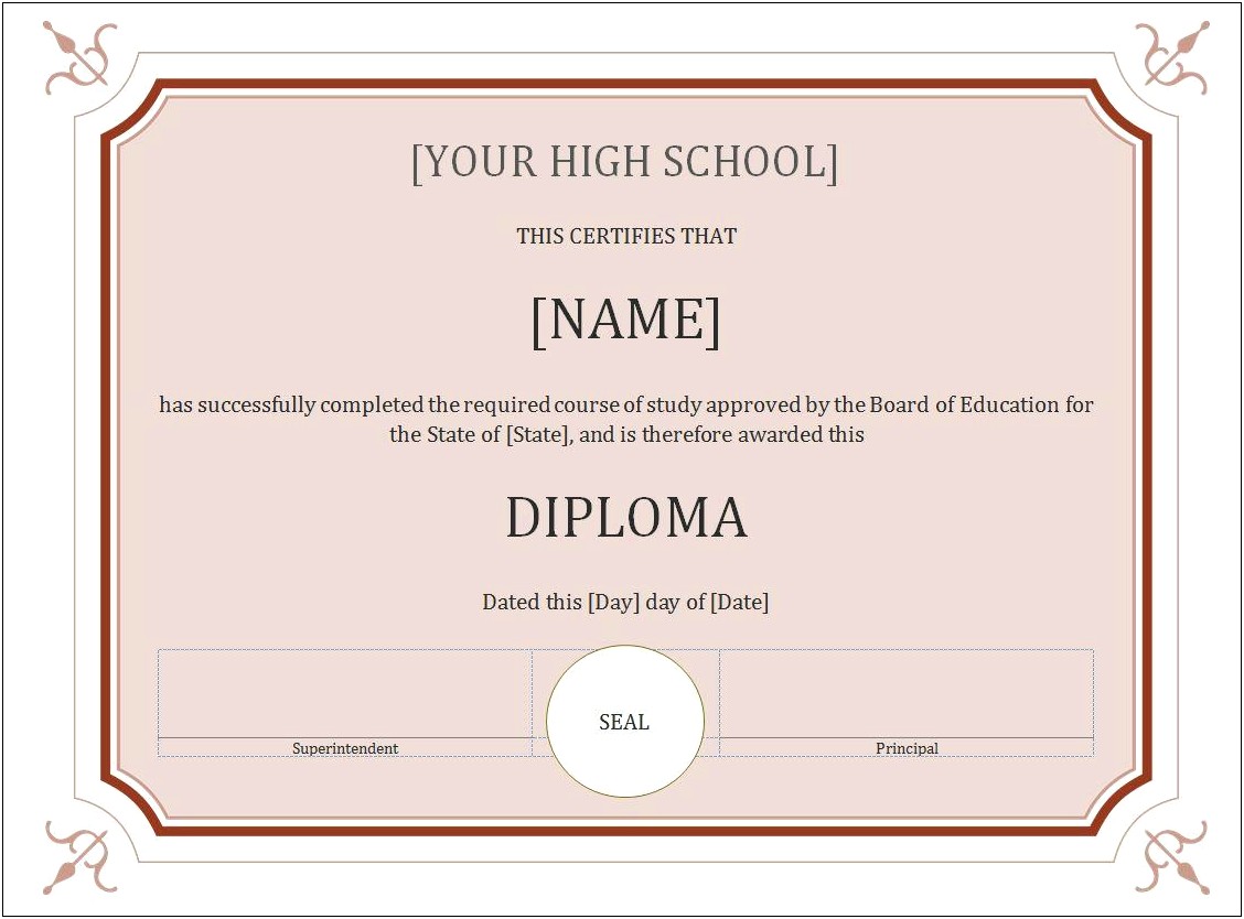 Highschool Diploma Template Download 284732 Highschool 2