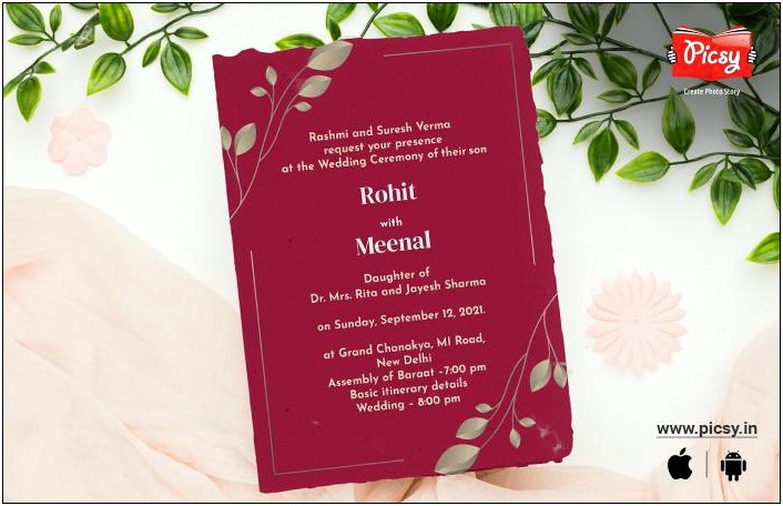 Hindu Personal Wedding Invitation Matter In English