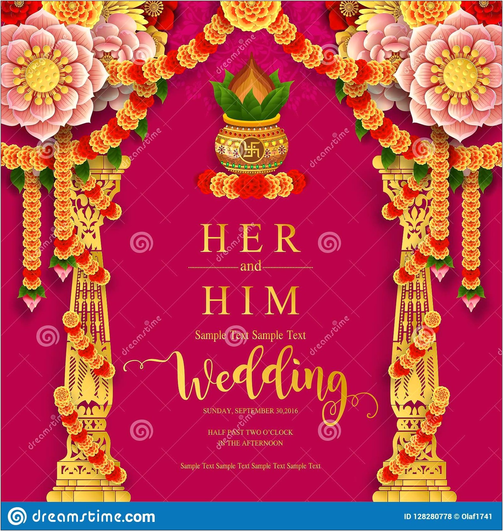 Hindu Wedding Invitation Card Background Design
