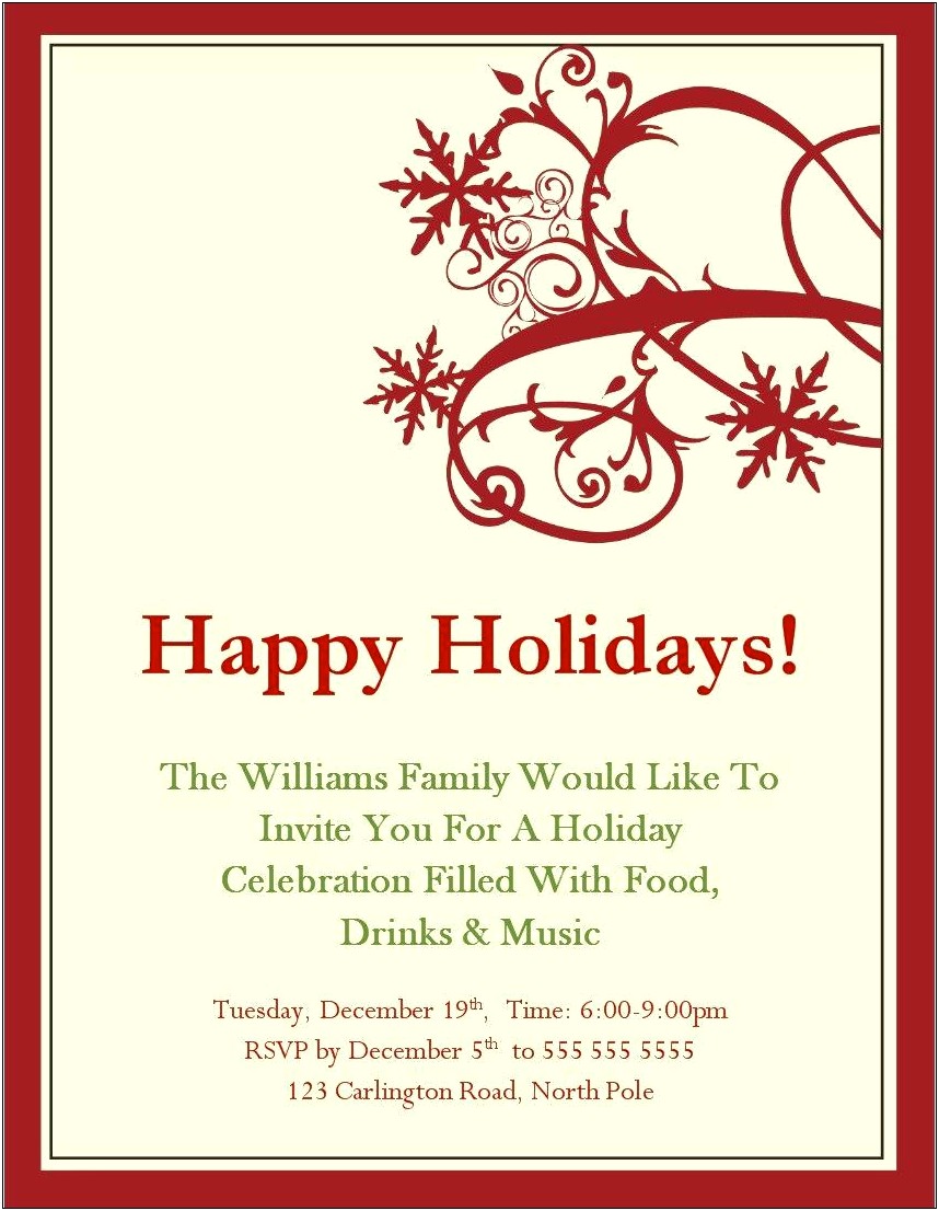 Holiday Party Invitation Templates For Word
