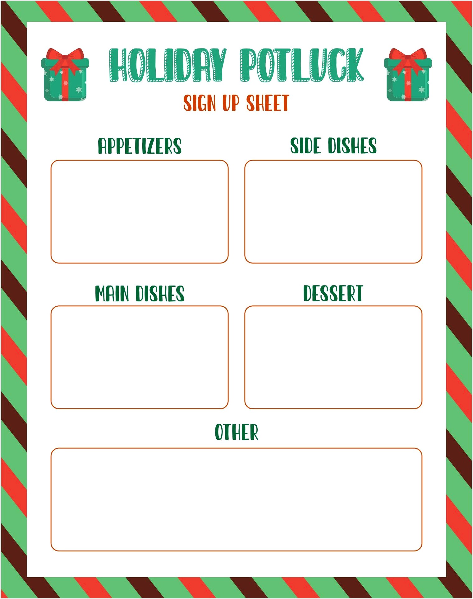 Holiday Party Sign Up Sheet Templates Word