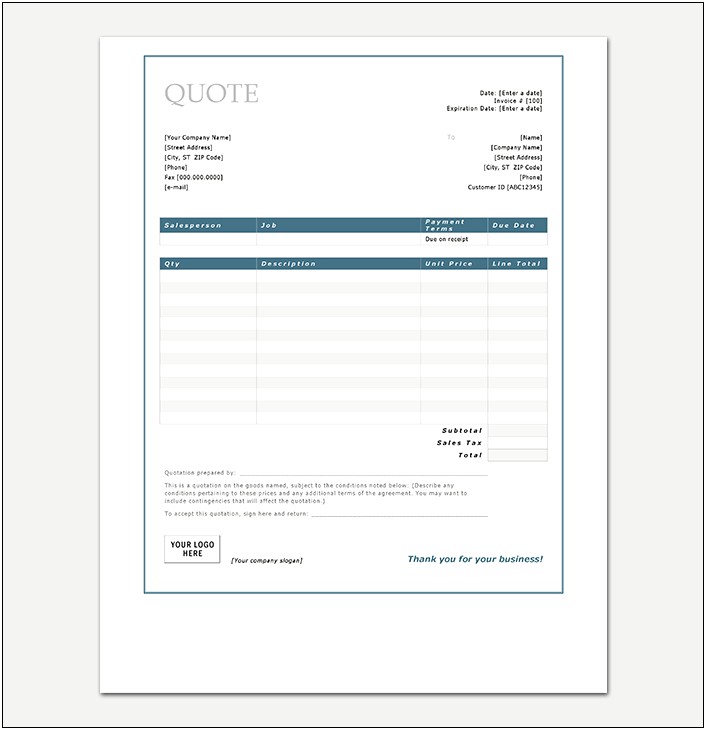 Home Insurance Quote Ready Template Word