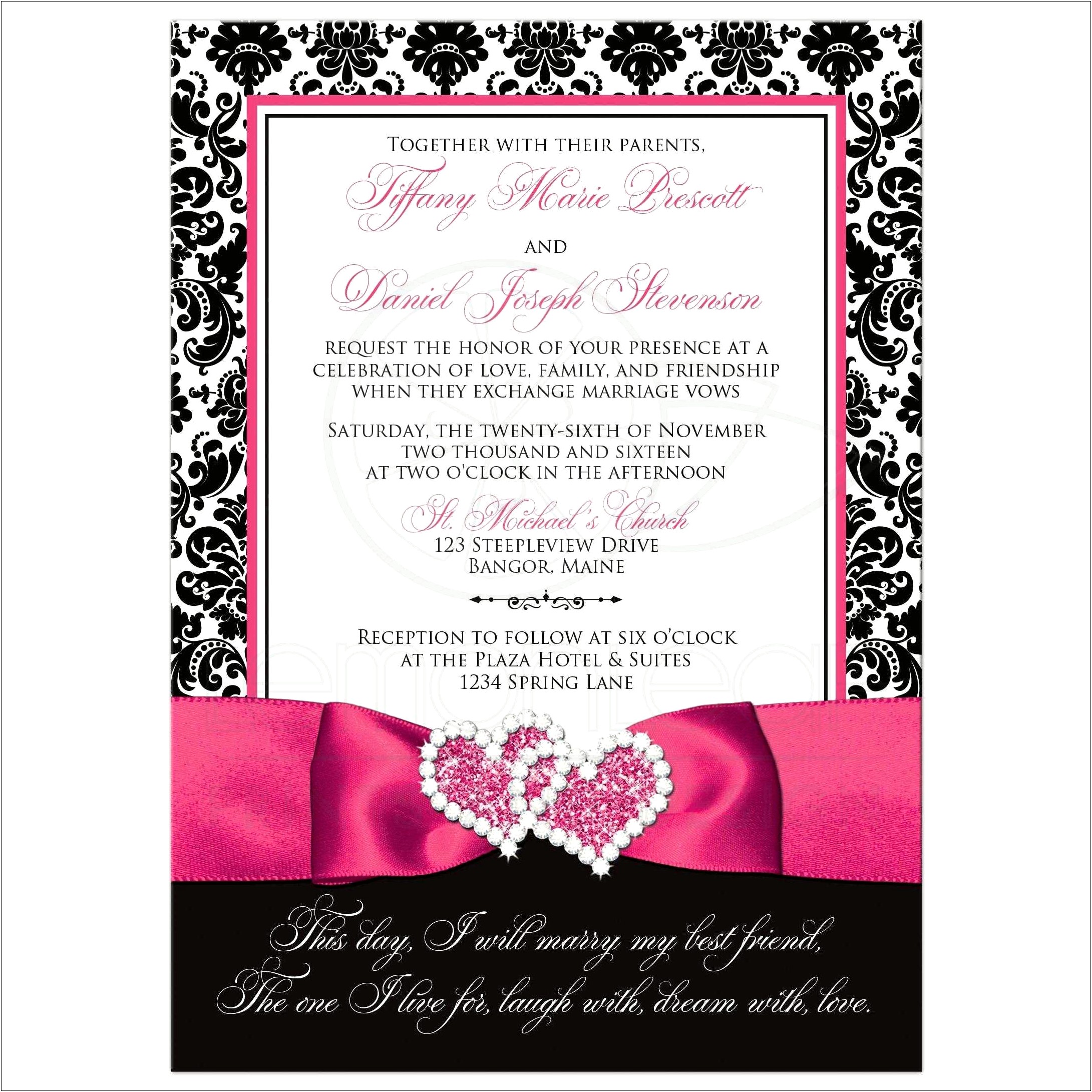 Hot Pink And Black Wedding Invitation Kits