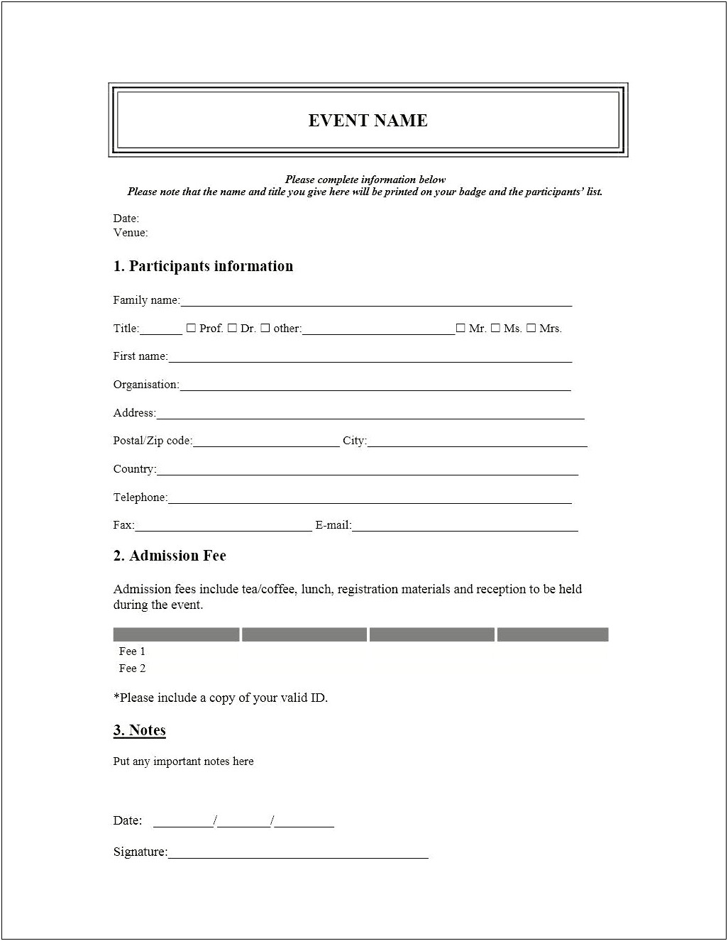 Hotel Guest Registration Form Template Word