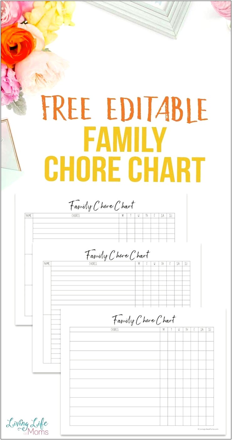 Household Chore Chart Template For Families Word