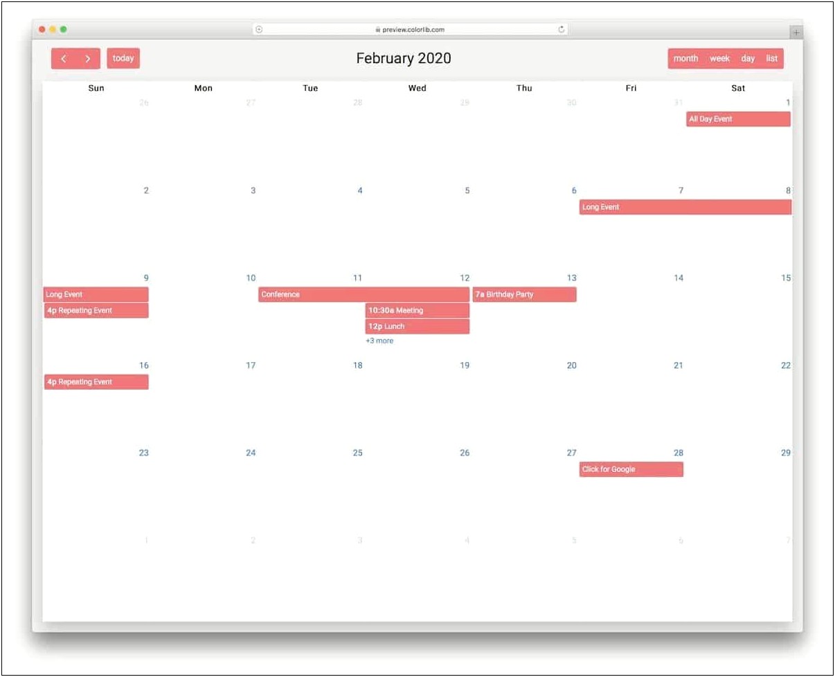 Html Event Calendar Template Free Download