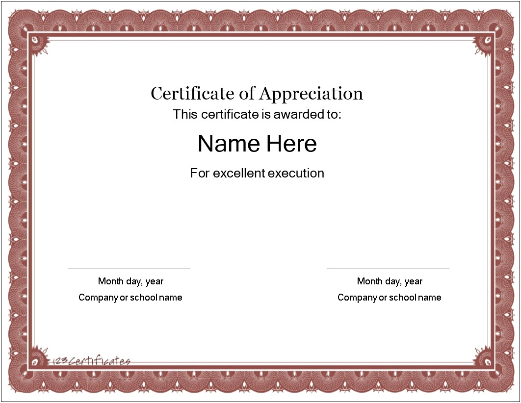 In Appreciation Of Certificates Templates Word