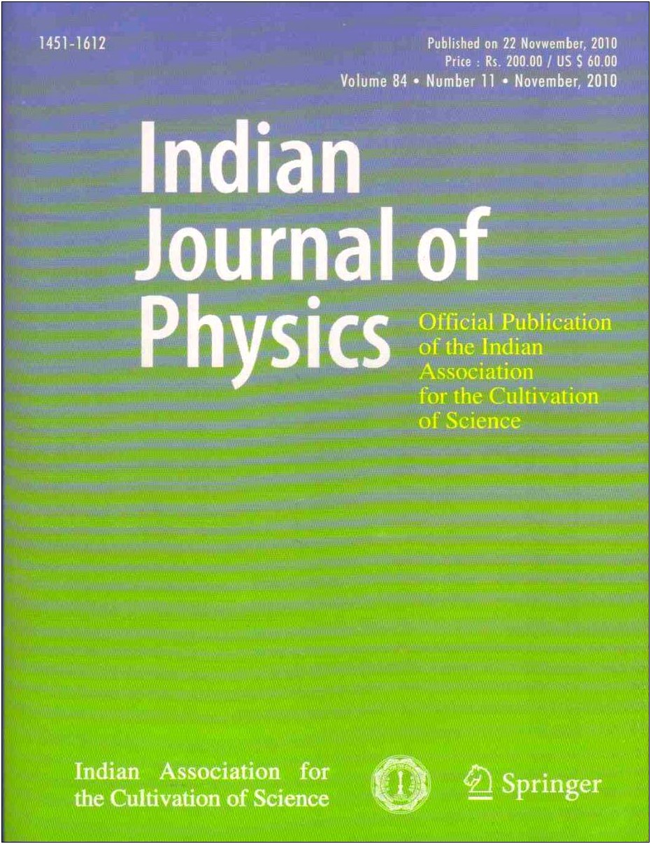 Indian Journal Of Physics Word Template