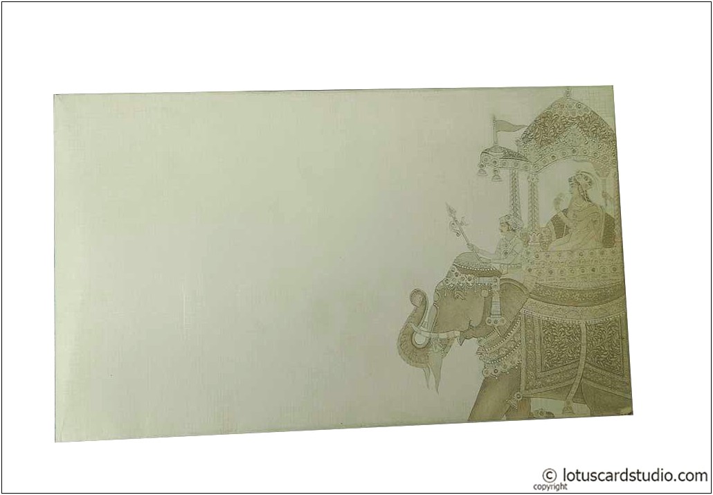Indian Wedding Invitation Card Design Landscape Format Elephants