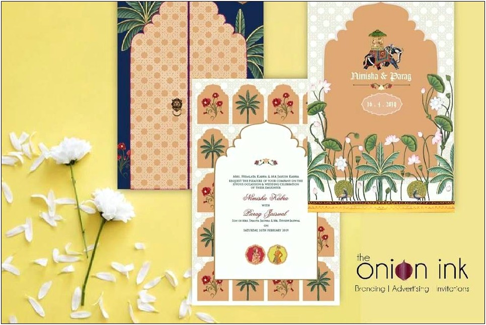 Indian Wedding Invitation Design Yellow Traditional