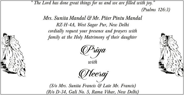 Indian Wedding Invitation Letter In English
