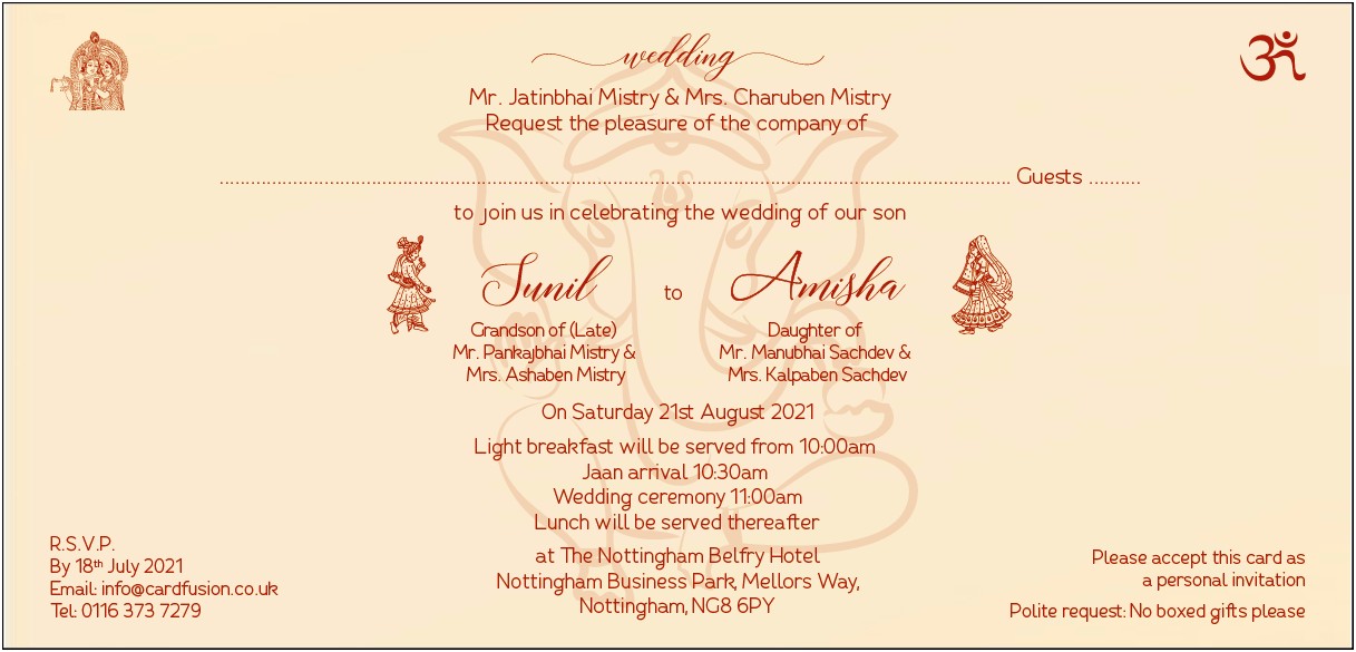 Indian Wedding Invitation Wording For Email