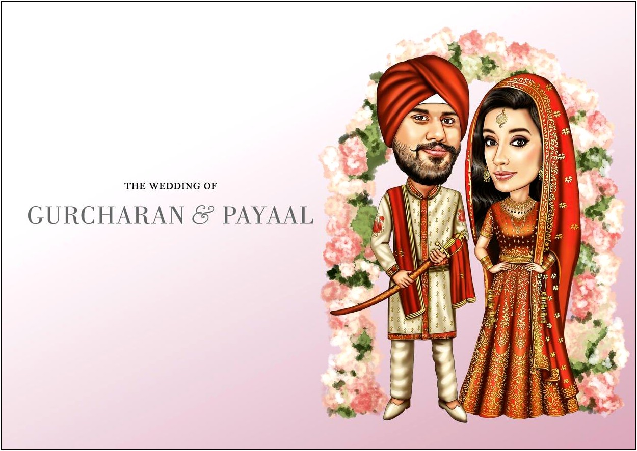 Indian Wedding Invites With Bride And Groom