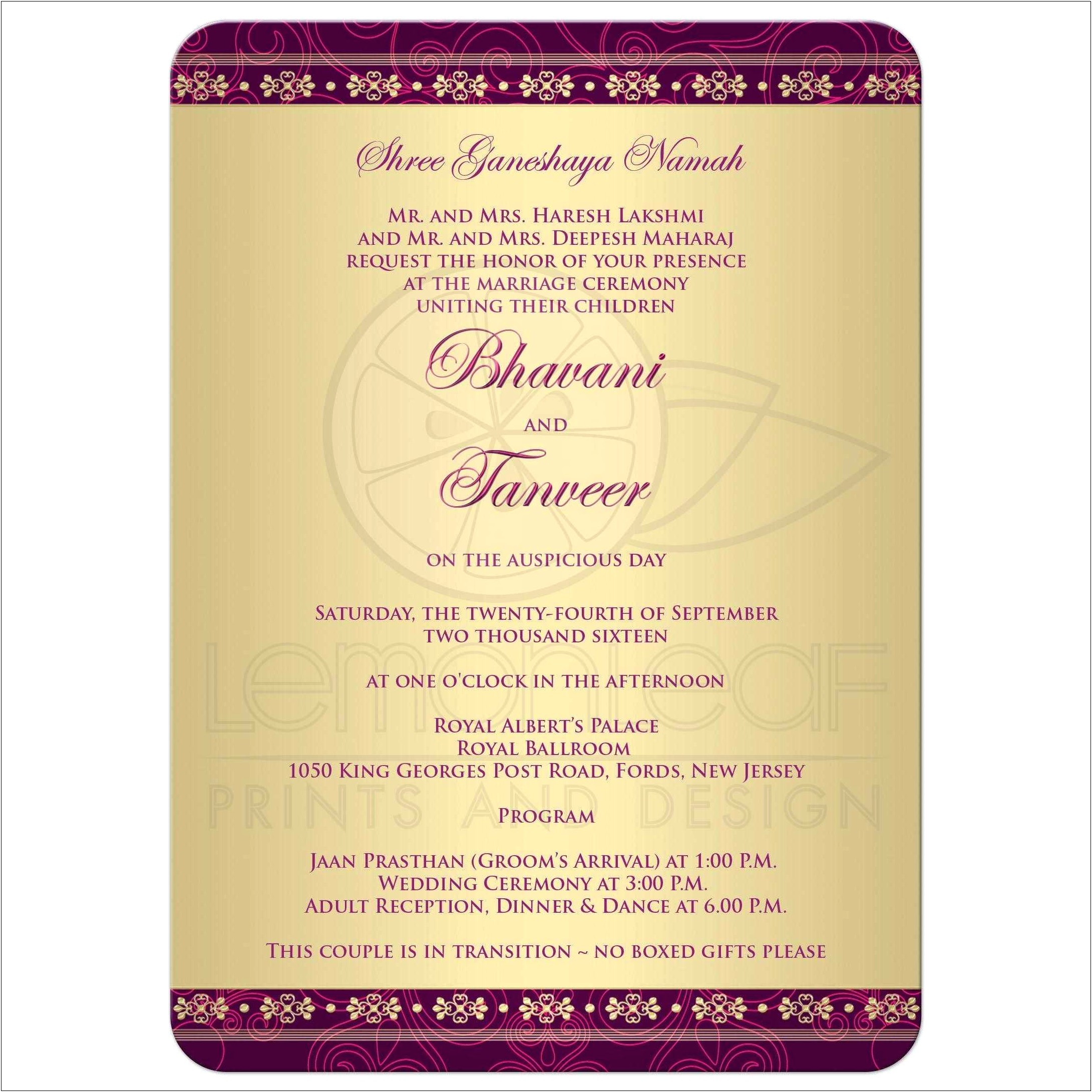 Indian Wedding Reception Invitation Wordings For Friends