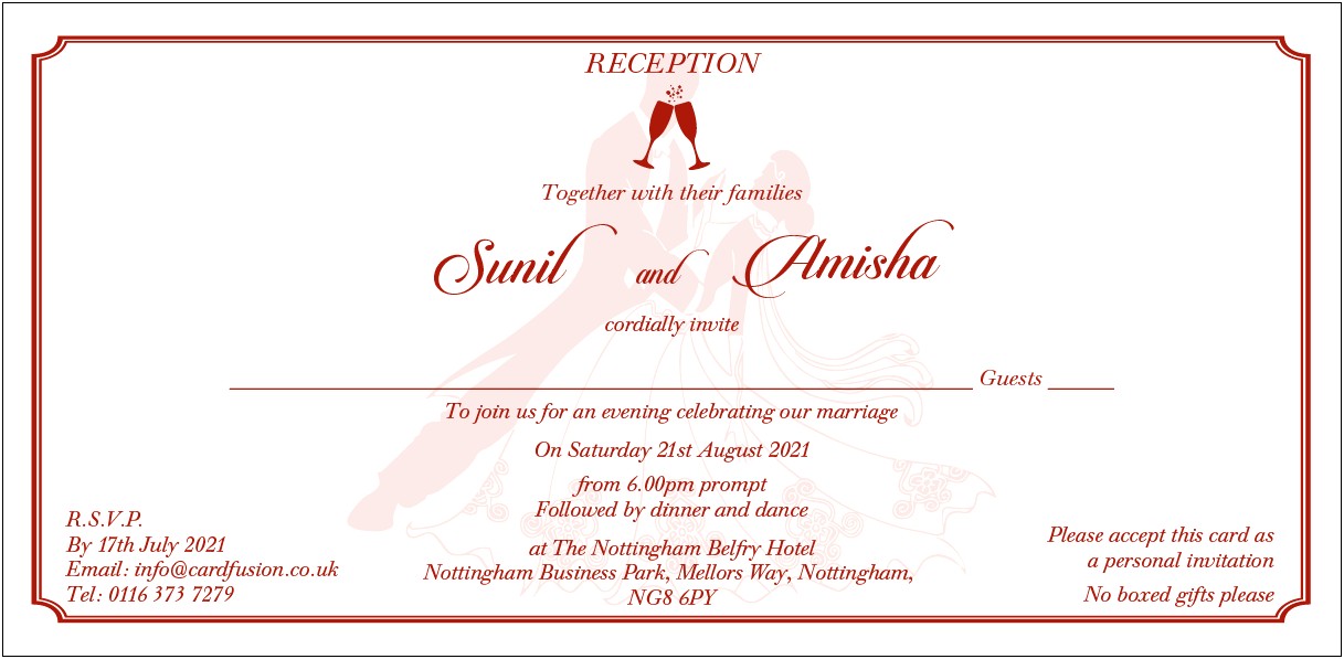 Invitation For Wedding After Party Email Sample