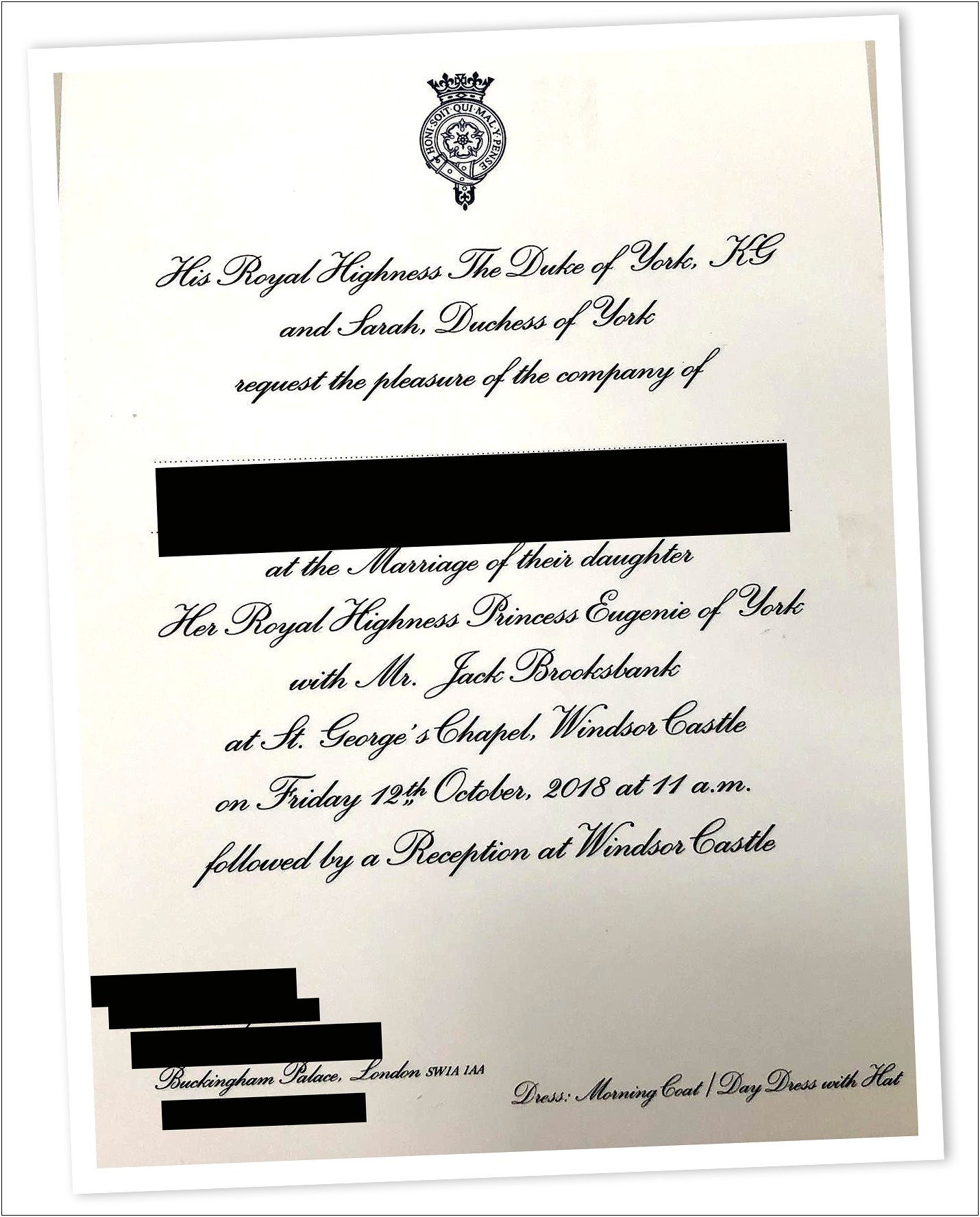 Invite To Wedding Of Prince And Princess