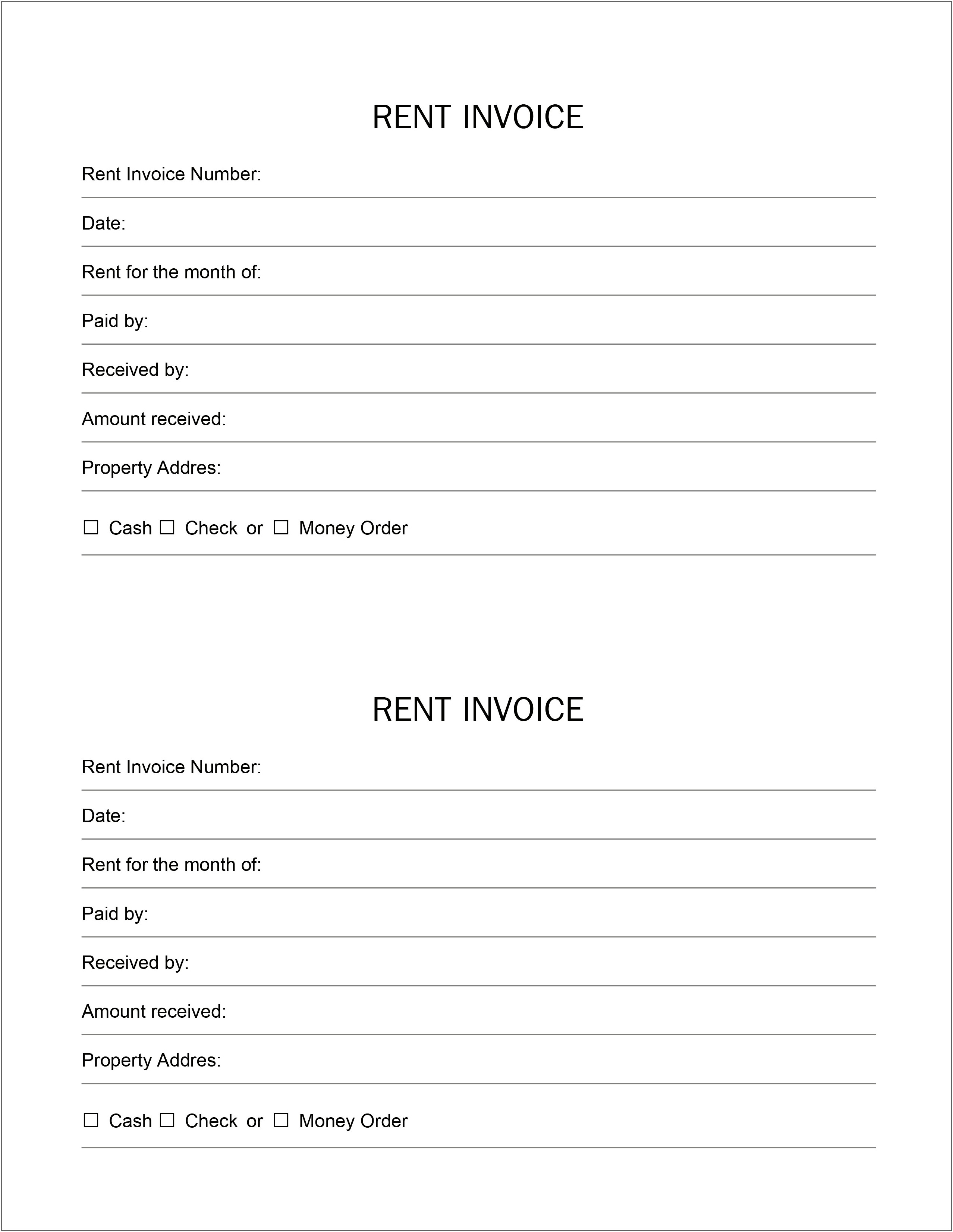 Invoice Template Excel Download Monthly Rent