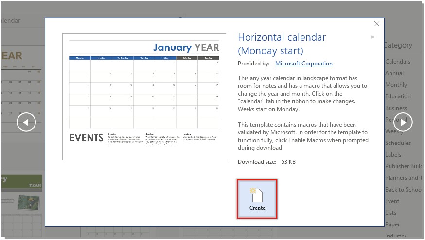 Is There A Calendar Template In Word 2013