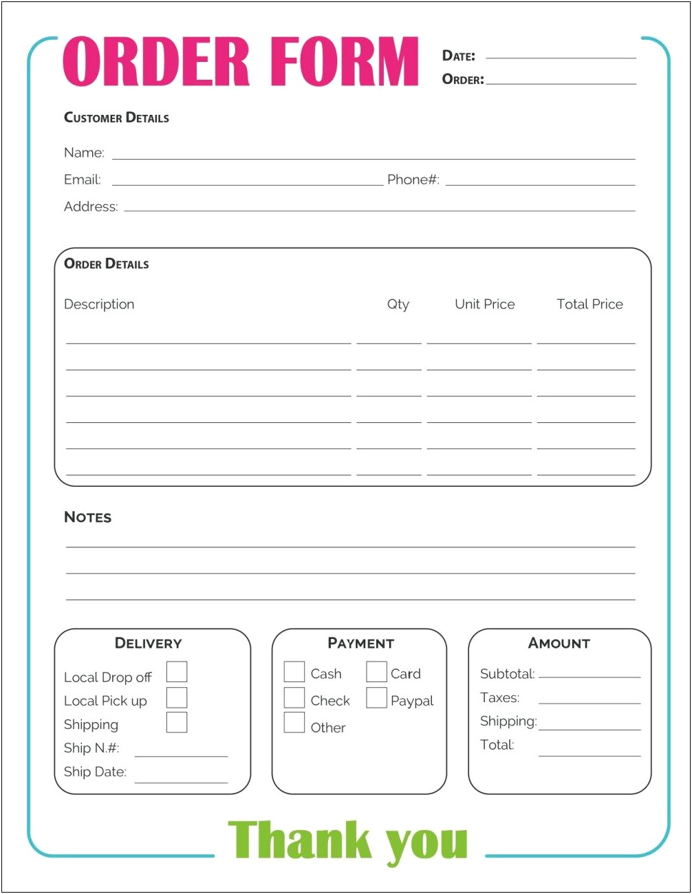 Item Candle Order Form Template Word