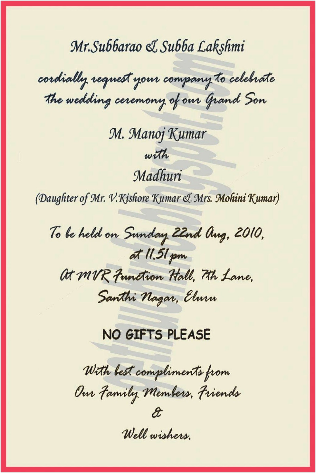 Kannada Wedding Invitation Matter For Friends