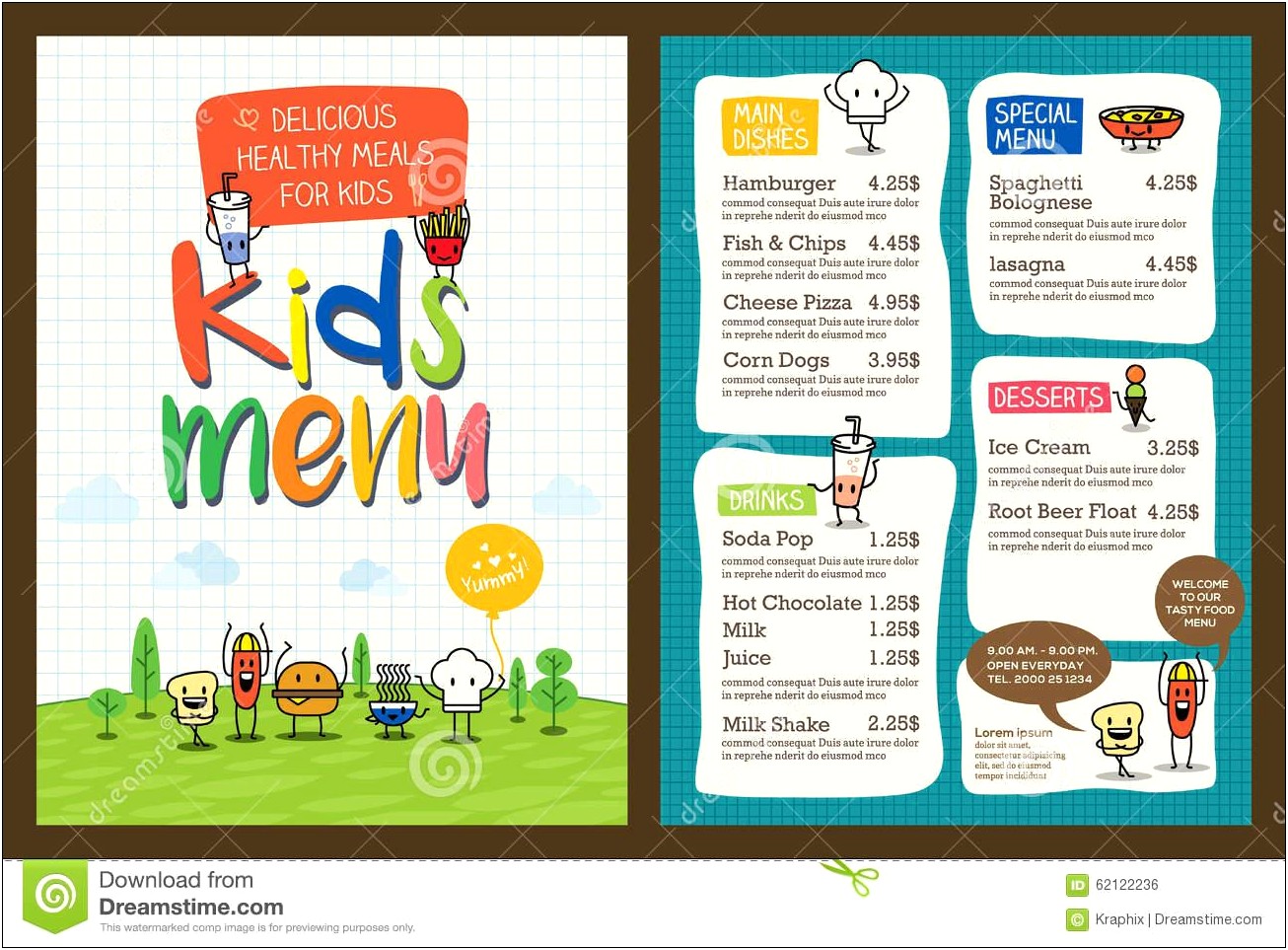 Kids Luch Calender Template Free Download