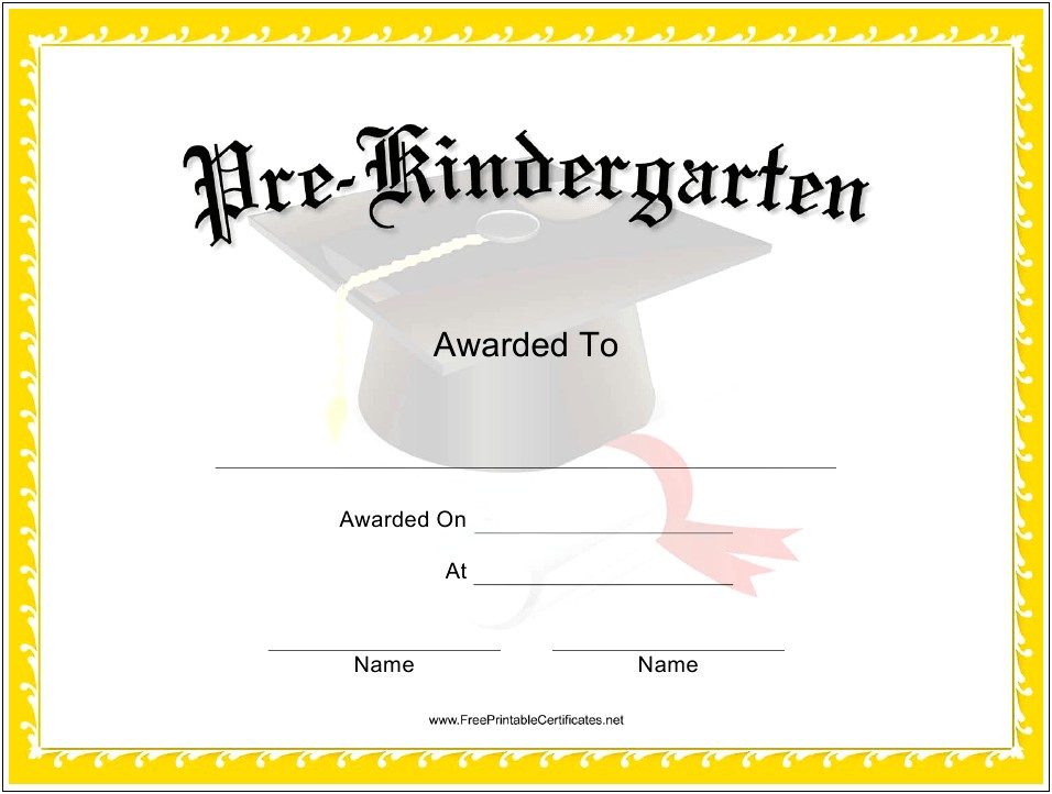 Kindergarten Graduation Certificate Templates Free Download