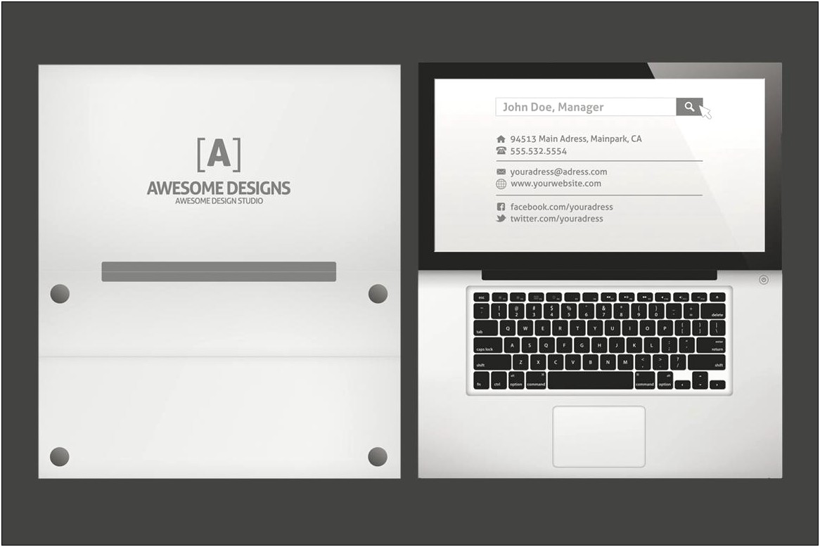 Laptop Folded Business Card Template Download