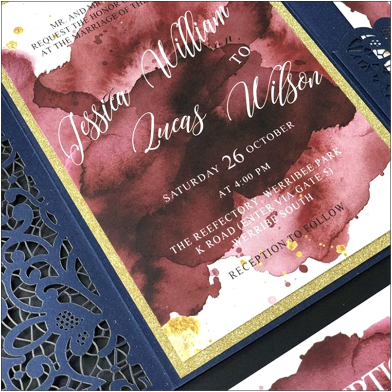 Laser Cut Wedding Invitations Brown With Water Colors