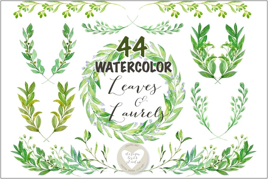 Laurel Leave Wreath S Watercolor Wedding Invitation