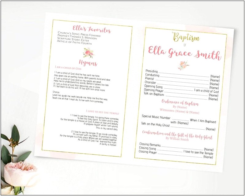 Lds Baptism For Two Program Template Microsoft Word