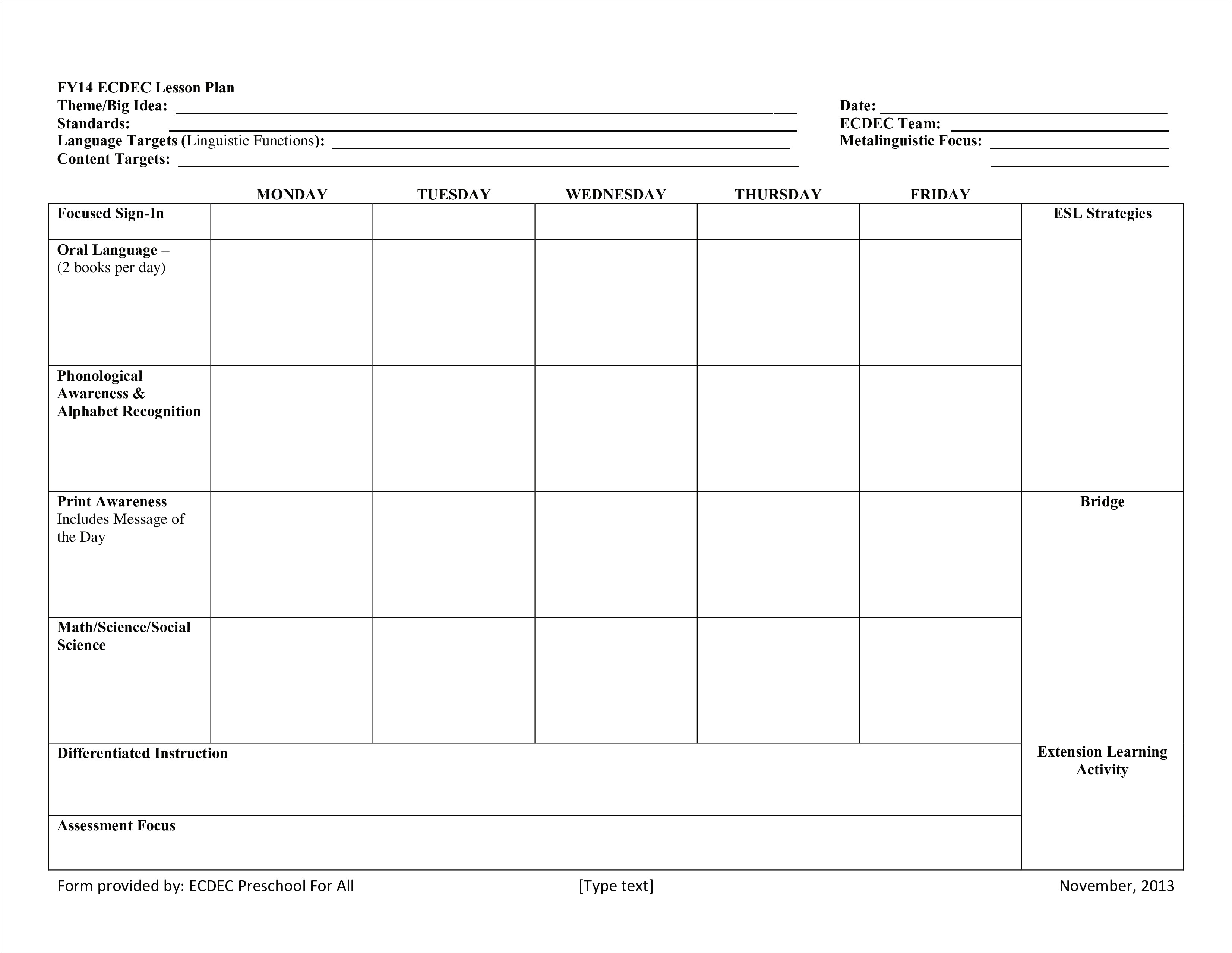 Learning Focused Lesson Plan Template Word
