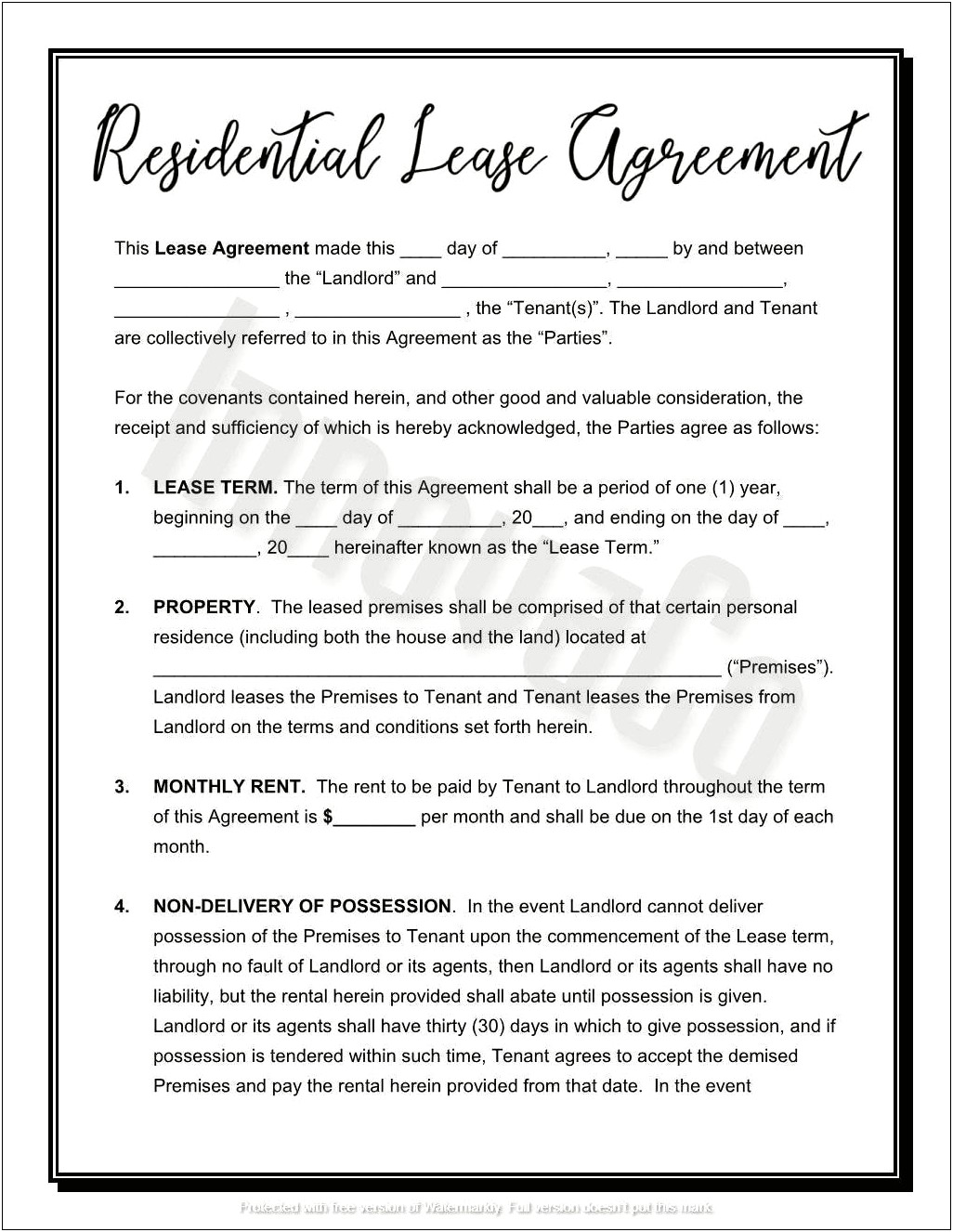 Lease Agreement Template South Africa Word Document