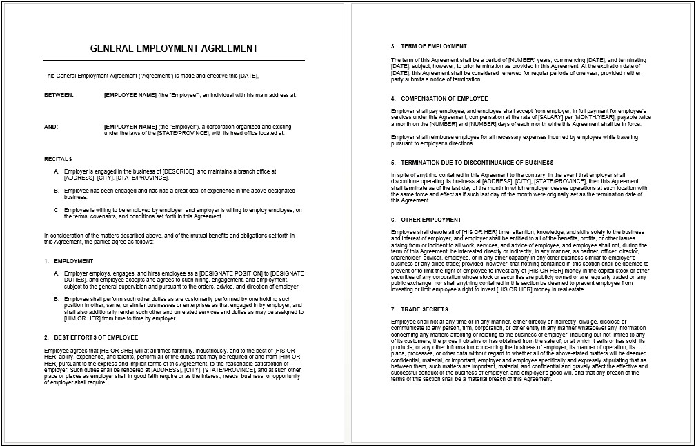Legal Document Template For Microsoft Word