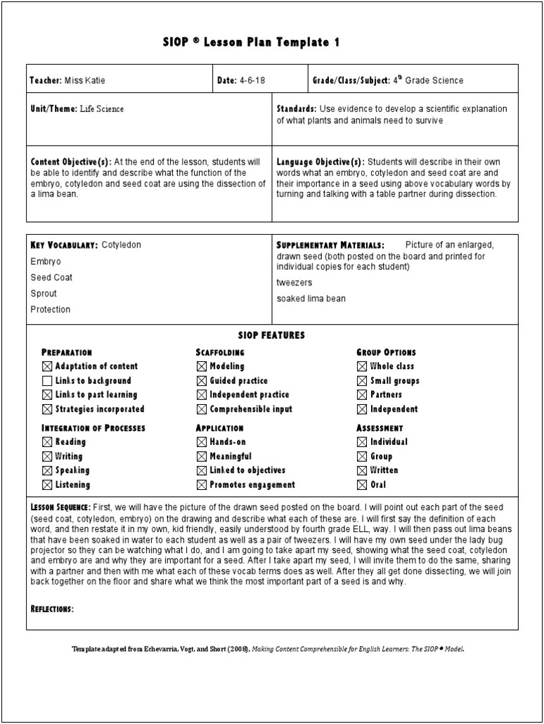 Lesson Plan Template Word 3rd Grade Science
