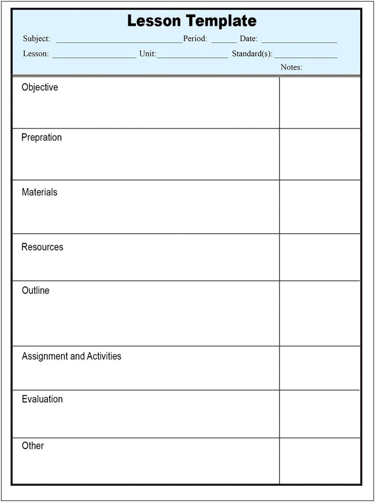 Lesson Plan Template Word To Download