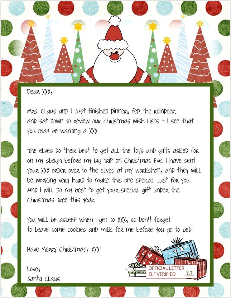 Letter From Father Christmas Word Template