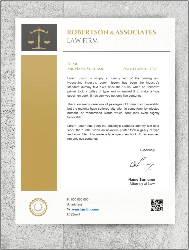 Letter Head Law Firm Template Word