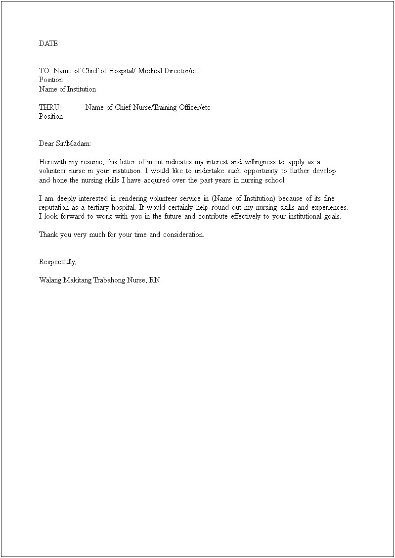 Letter Of Intent Medical School Template Download