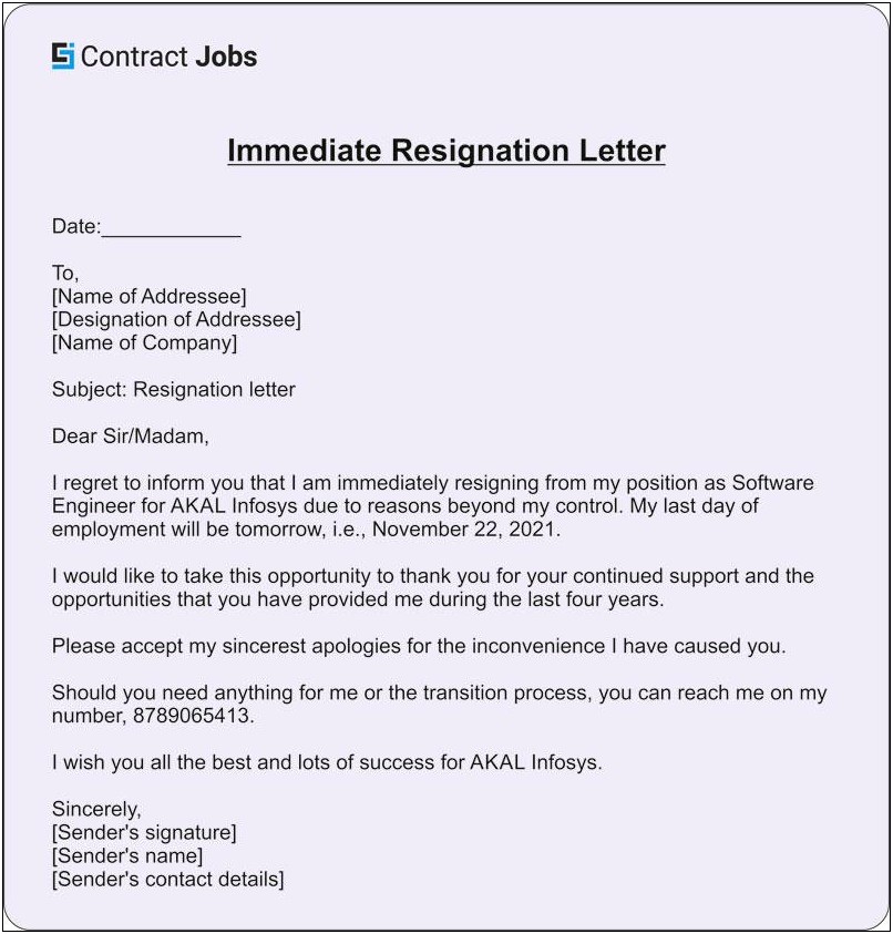 Letter Of Resignation Template Ms Word