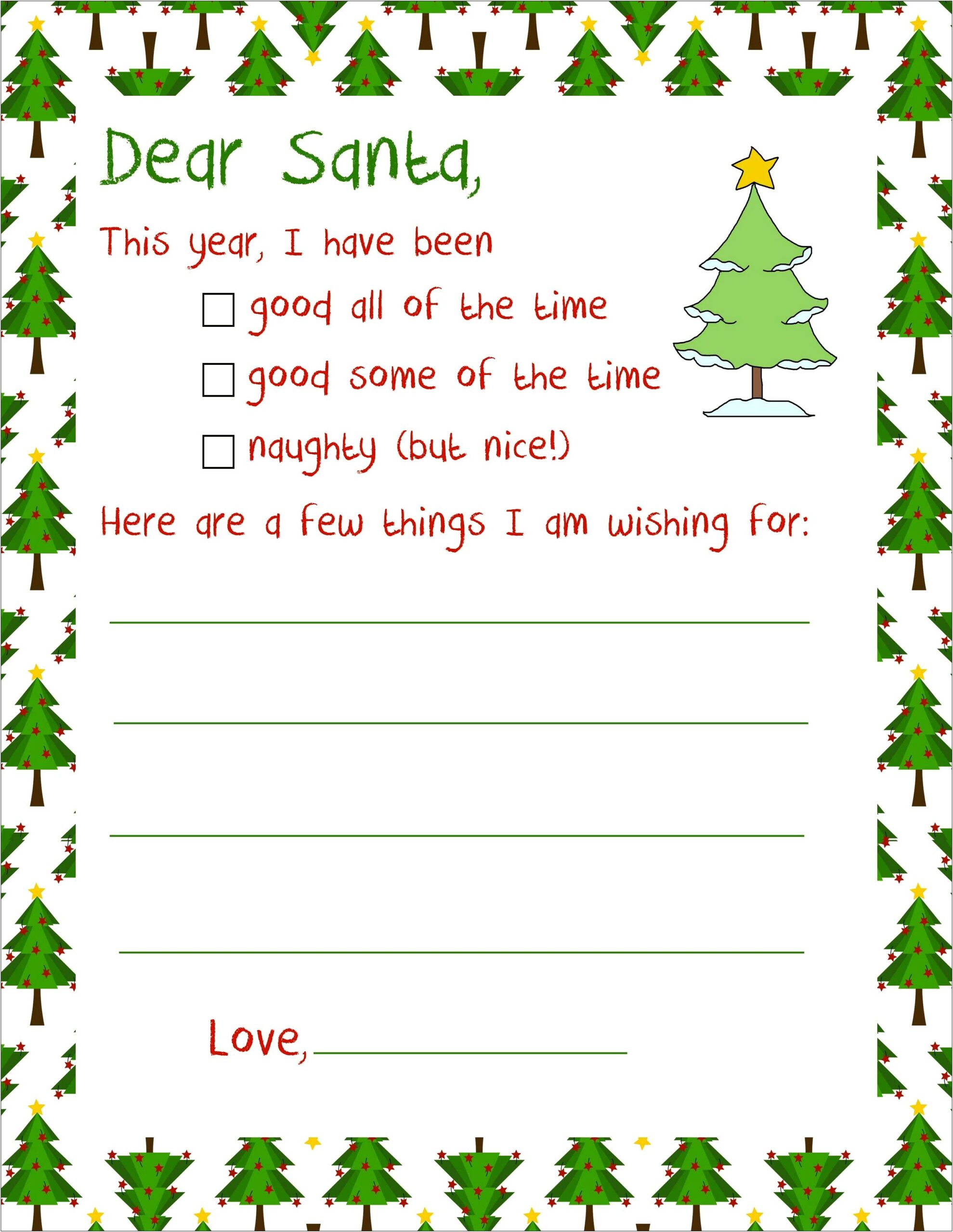 Letter To Santa Template For Word
